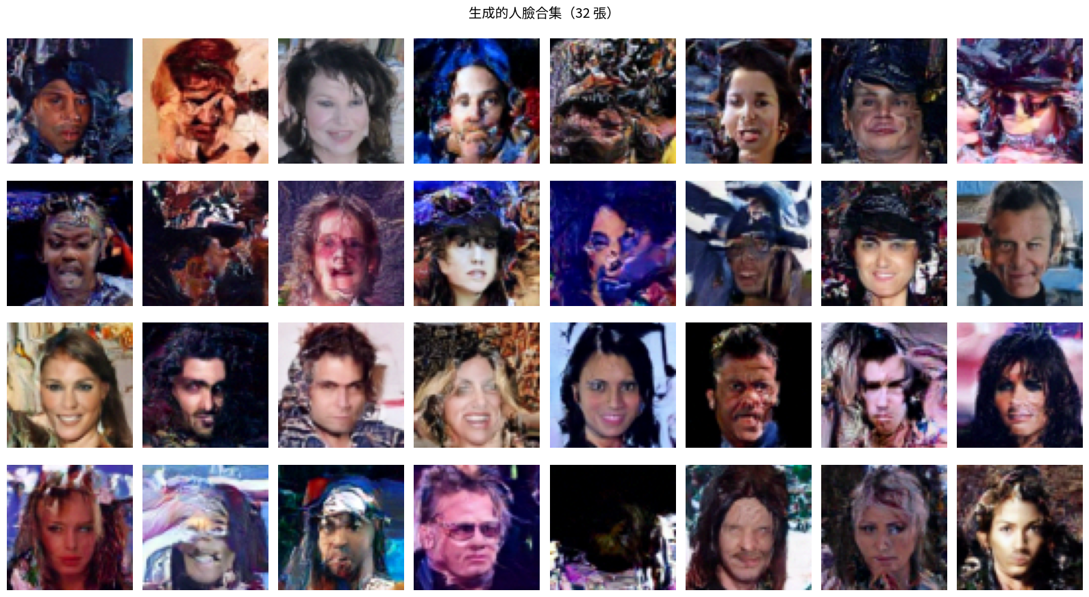 生成的人臉合集 32 張