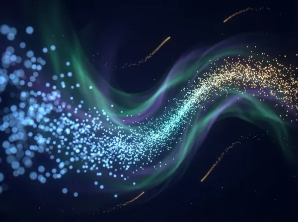 數據粒子形成預測曲線的藝術視覺化